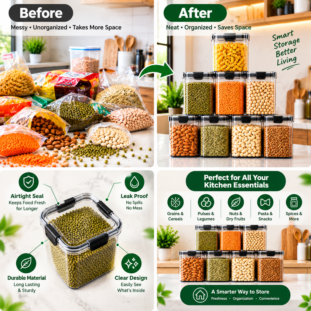 1100 ML Airtight Storage Containers – Pices of 8