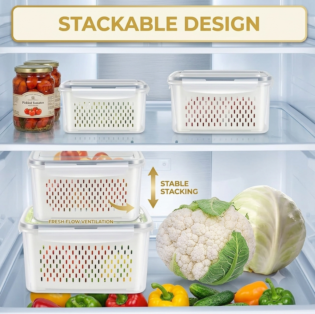 Refrigerator Storage Containers Boxes Pack of 4