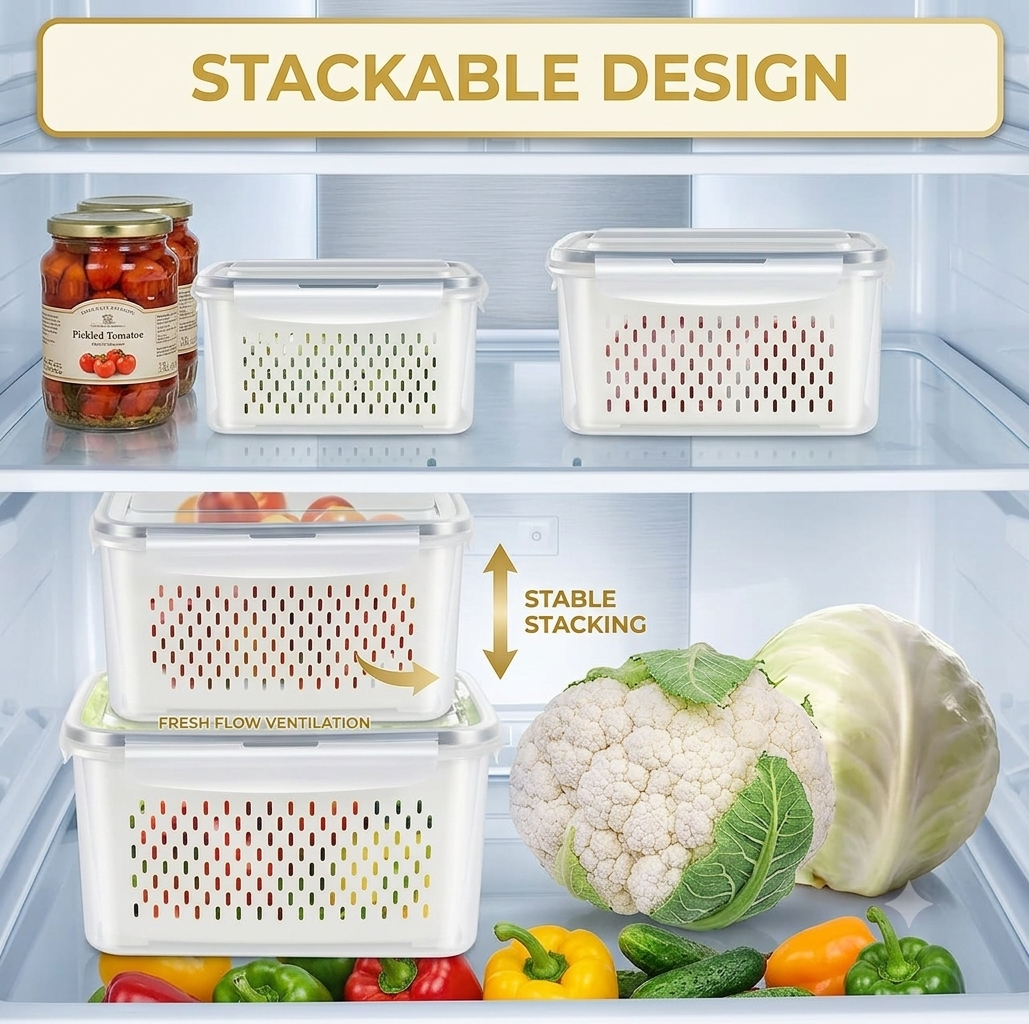 Refrigerator Storage Containers Boxes Pack of 4