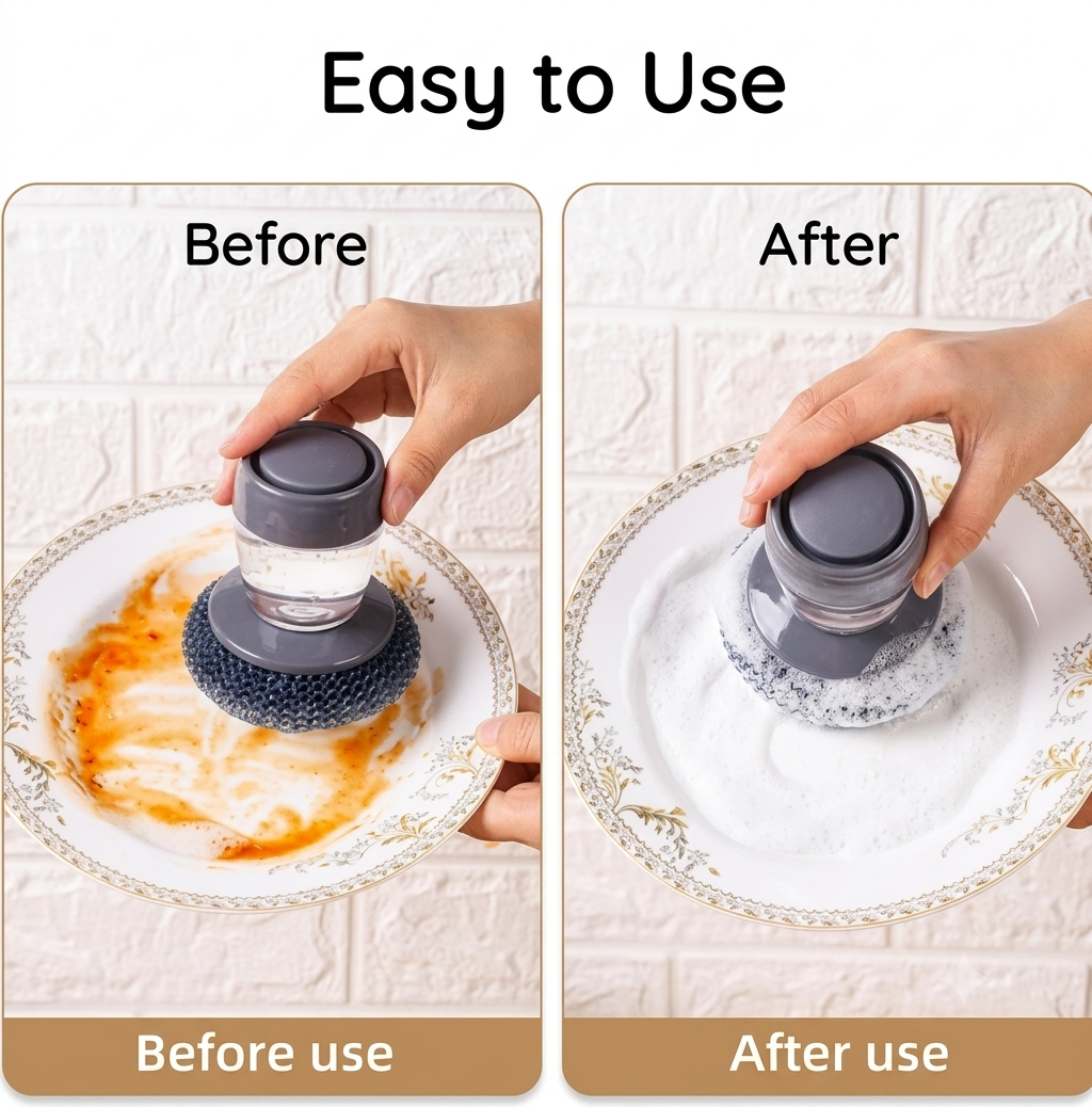 2-in-1 Liquid Soap Dish Scrubber (2 Pack)