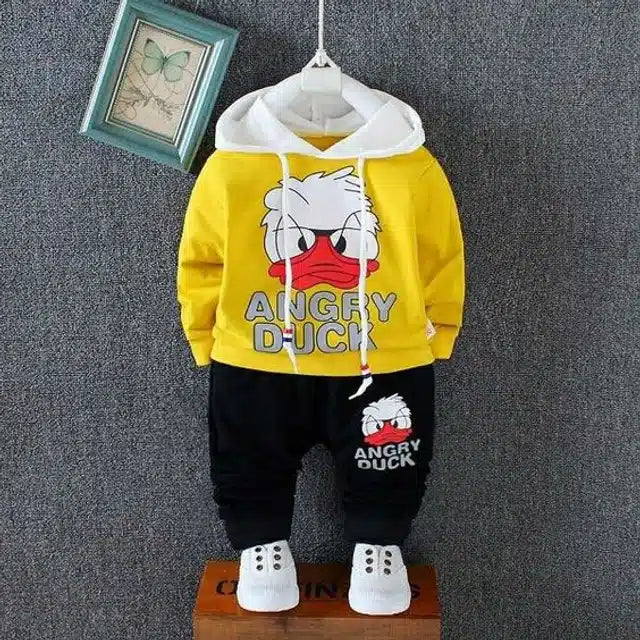 Full Sleeves Hooded Tracksuit (Mustard & Black, 3-4 Years)